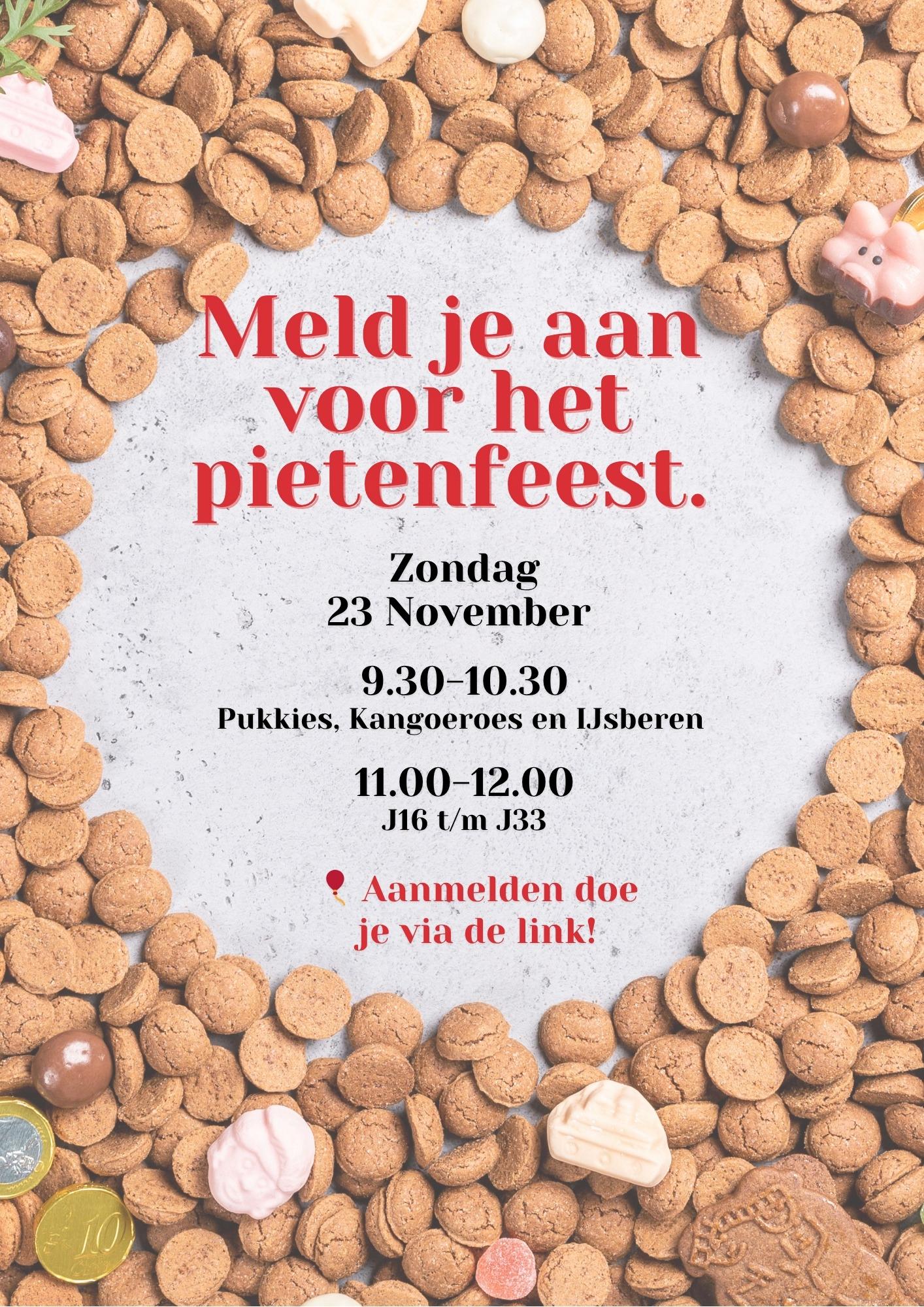 Pietenfeest aanmelden poster